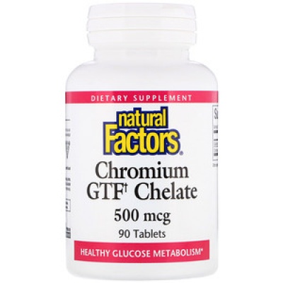  Natural Factors Chromium GTF Chelate 500 mcg 90 