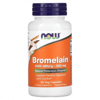 Антиоксидант NOW Bromelain 500 мг 60 капсул